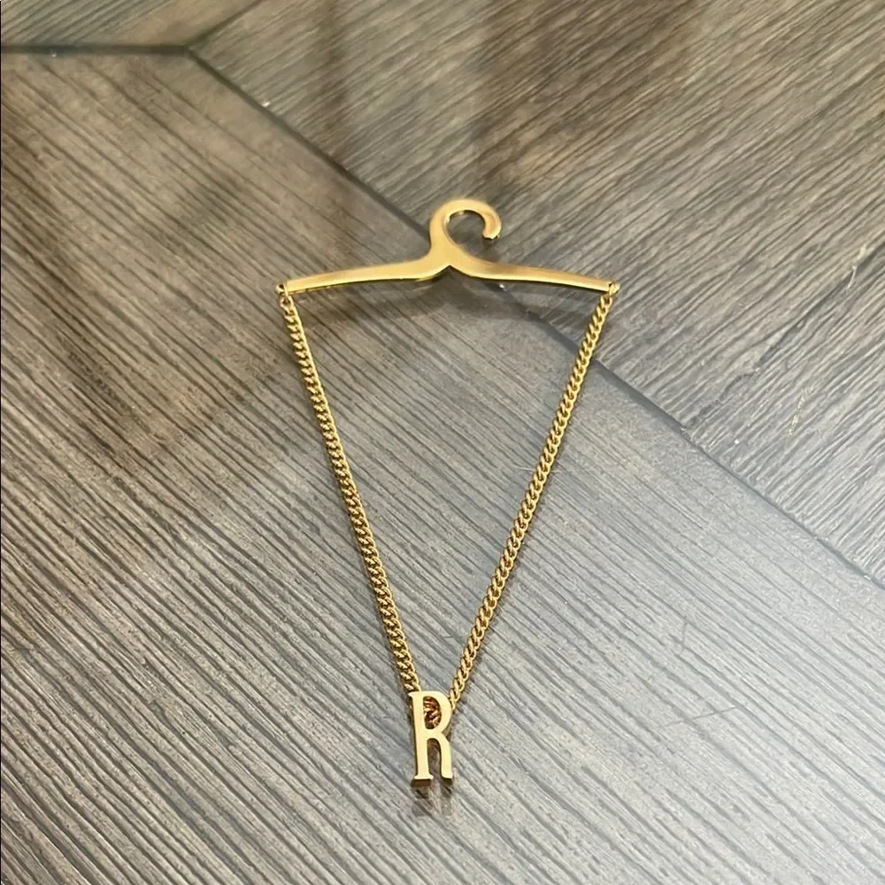Vintage Tie Clasp - Chain with Initial “R” Monogram